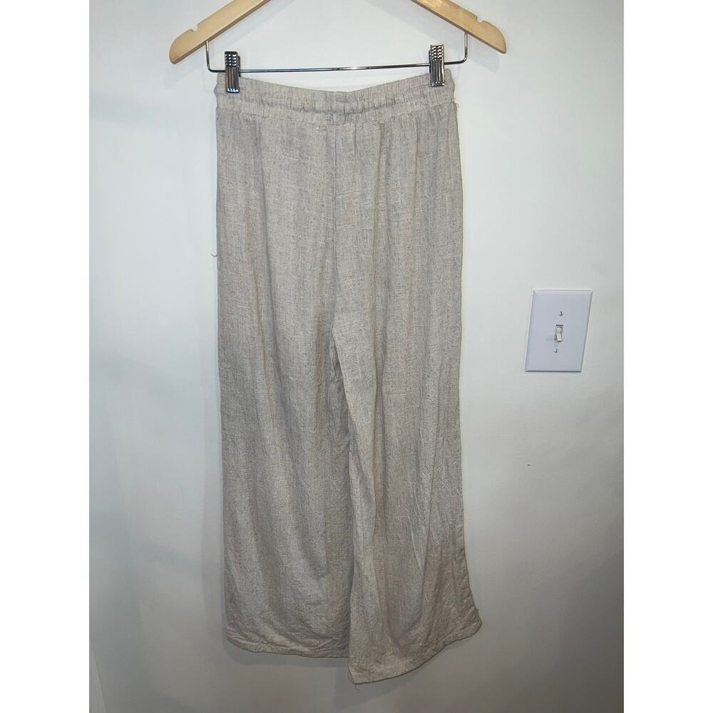 New In Beige Linen Blend Wide Leg Pants Size Large Boho Coastal - Picture 2 of 5